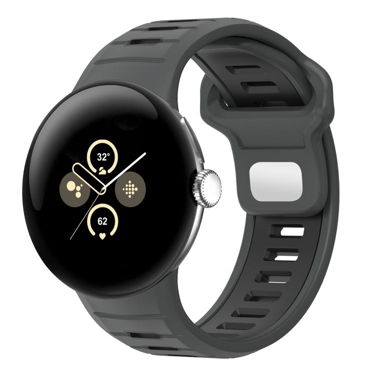 سوار ساعة من السيليكون بإبزيم عكسي بلونين، لساعات Google Pixel Watch 4 / Watch 3 45mm