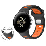 سوار ساعة من السيليكون بإبزيم عكسي بلونين، لساعات Google Pixel Watch 4 / Watch 3 45mm