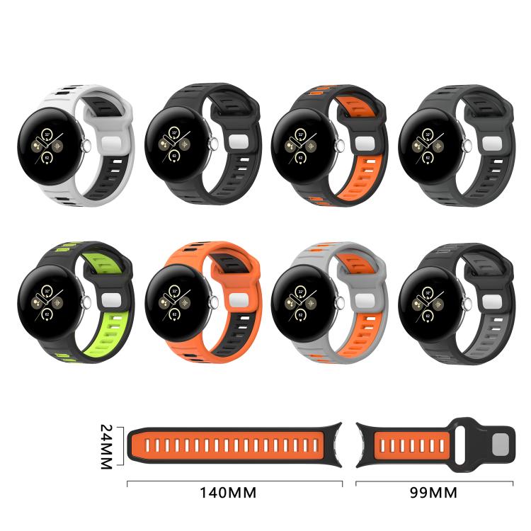 سوار ساعة من السيليكون بإبزيم عكسي بلونين، لساعات Google Pixel Watch 4 / Watch 3 45mm