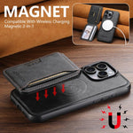 غطاء هاتف جلدي Suteni M3 بنقشة جلد البقر مع محفظة بطاقات وMagSafe، لأجهزة iPhone 13 Pro Max، iPhone 13 Pro، iPhone 13، iPhone 12، iPhone 12 Pro Max، iPhone 12 Pro
