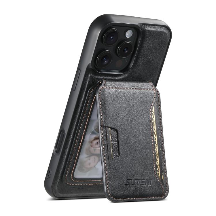 Suteni M3 Card Bag MagSafe Cowhide Texture Leather Phone Case, For iPhone 13 Pro Max, For iPhone 13 Pro, For iPhone 13, For iPhone 12, For iPhone 12 Pro Max, For iPhone 12 Pro