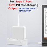 GaN PD 45W + QC3.0 USB Fully Compatible Protocol Charger for MacBook，US Plug, US Plug