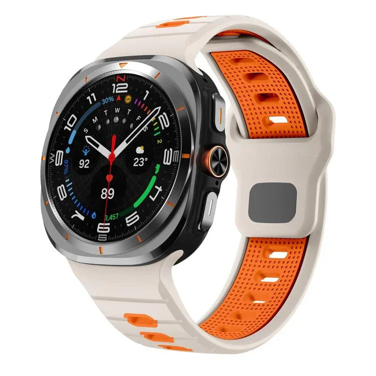 Horizontal Stripes Reverse Buckle Silicone Watch Band, For Samsung Galaxy Watch Ultra 47mm / Ultra 2025