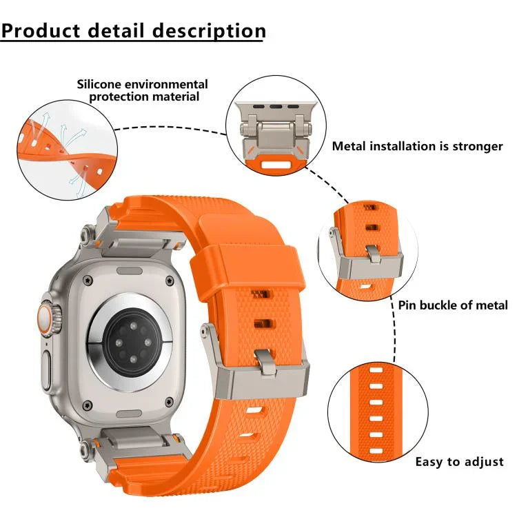 سوار ساعة معدني موصل من TPU من Kalebol Outdoor Explorer، لساعات Apple Watch بمقاسات 46مم / 49مم / 45مم / 44مم