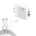 شاحن PD41 GaN PD 45 واط + USB مع كابل بيانات USB-C إلى USB-C / 8 Pin للآيفون، قابس الولايات المتحدة، قابس الولايات المتحدة