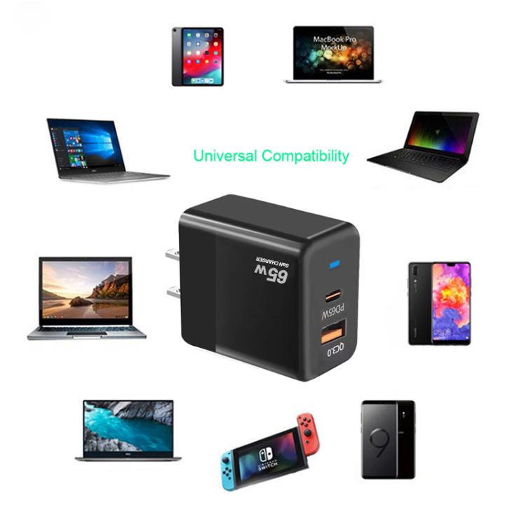 شاحن PD41 GaN PD 45 واط + USB مع كابل بيانات USB-C إلى USB-C / 8 Pin للآيفون، قابس الاتحاد الأوروبي، قابس الاتحاد الأوروبي