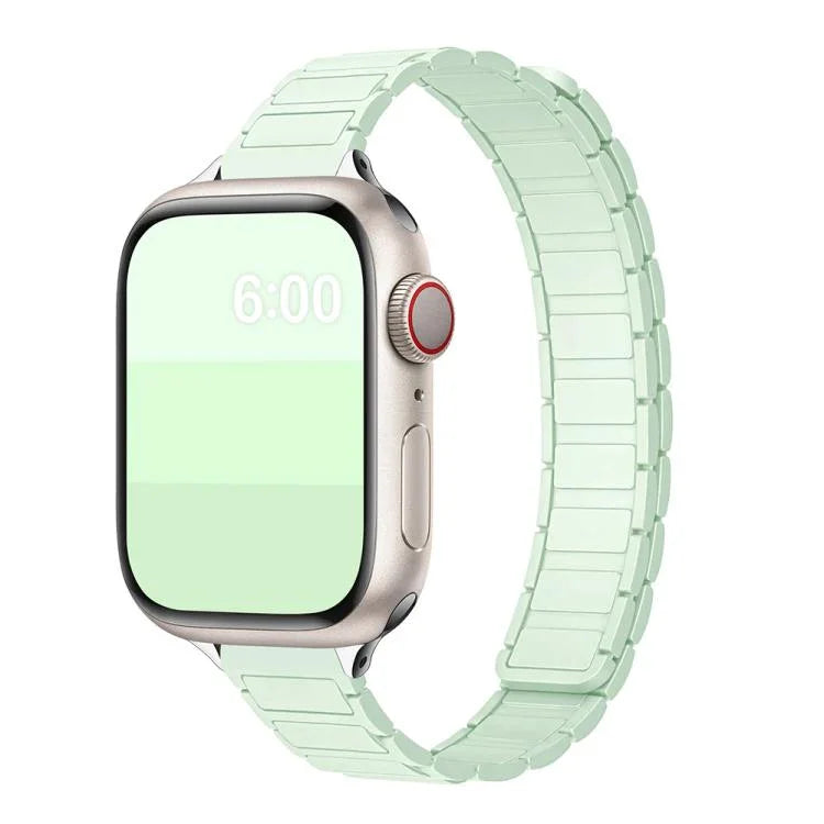 سوار ساعة سيليكون مغناطيسي نحيف بشكل I بثلاث خرزات، لساعات Apple Watch بمقاسات 46مم / 49مم / 45مم / 44مم، لساعات Apple Watch بمقاسات 42مم / 41مم / 40مم / 38مم