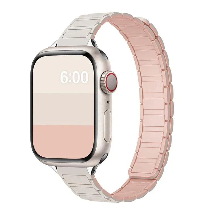 سوار ساعة سيليكون مغناطيسي نحيف بشكل I بثلاث خرزات، لساعات Apple Watch بمقاسات 46مم / 49مم / 45مم / 44مم، لساعات Apple Watch بمقاسات 42مم / 41مم / 40مم / 38مم