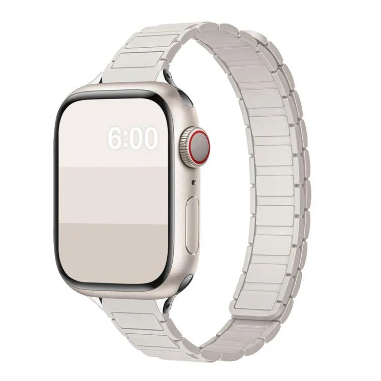 سوار ساعة سيليكون مغناطيسي نحيف بشكل I بثلاث خرزات، لساعات Apple Watch بمقاسات 46مم / 49مم / 45مم / 44مم، لساعات Apple Watch بمقاسات 42مم / 41مم / 40مم / 38مم