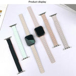 سوار ساعة سيليكون مغناطيسي نحيف بشكل I بثلاث خرزات، لساعات Apple Watch بمقاسات 46مم / 49مم / 45مم / 44مم، لساعات Apple Watch بمقاسات 42مم / 41مم / 40مم / 38مم