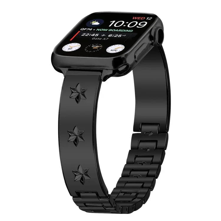 سوار ساعة معدني بتصميم بتلات الثلج، لساعات Apple Watch بمقاسات 46مم / 49مم / 45مم / 44مم، لساعات Apple Watch بمقاسات 42مم / 41مم / 40مم / 38مم