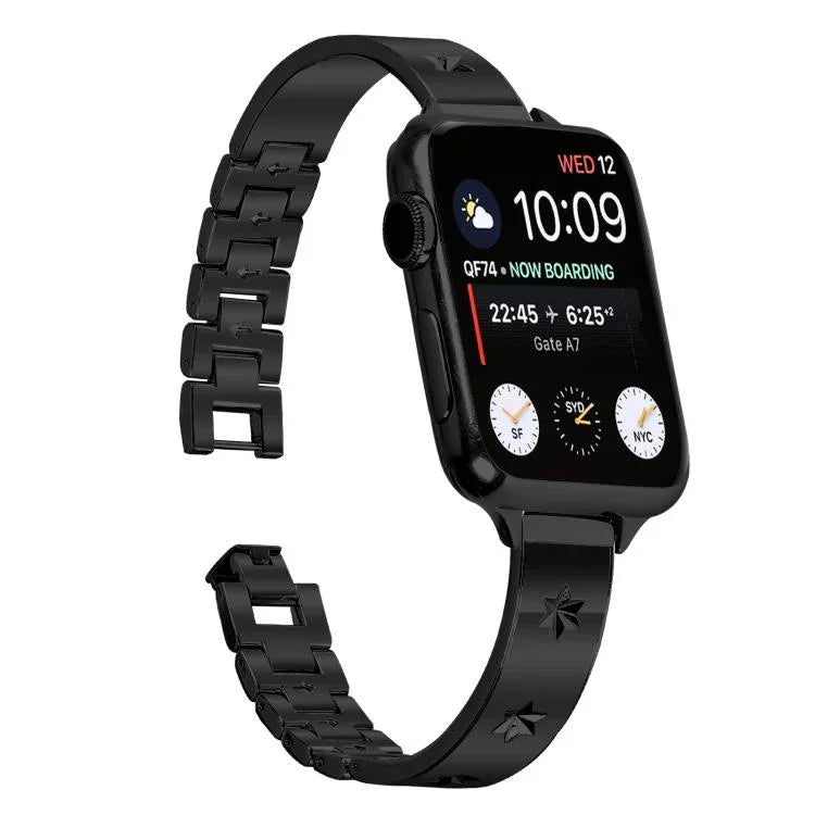 سوار ساعة معدني بتصميم بتلات الثلج، لساعات Apple Watch بمقاسات 46مم / 49مم / 45مم / 44مم، لساعات Apple Watch بمقاسات 42مم / 41مم / 40مم / 38مم