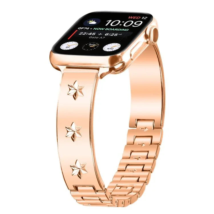سوار ساعة معدني بتصميم بتلات الثلج، لساعات Apple Watch بمقاسات 46مم / 49مم / 45مم / 44مم، لساعات Apple Watch بمقاسات 42مم / 41مم / 40مم / 38مم