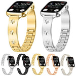 سوار ساعة معدني بتصميم بتلات الثلج، لساعات Apple Watch بمقاسات 46مم / 49مم / 45مم / 44مم، لساعات Apple Watch بمقاسات 42مم / 41مم / 40مم / 38مم