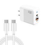 شاحن PD41 GaN PD 45 واط + USB مع كابل بيانات Type-C إلى Type-C، قابس الولايات المتحدة، قابس المملكة المتحدة