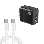 شاحن PD41 GaN PD 45 واط + USB مع كابل بيانات Type-C إلى Type-C، قابس الولايات المتحدة، قابس المملكة المتحدة