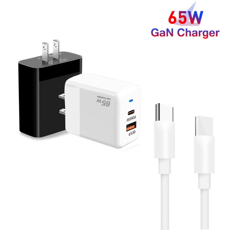 شاحن PD41 GaN PD 45 واط + USB مع كابل بيانات Type-C إلى Type-C، قابس الولايات المتحدة، قابس المملكة المتحدة