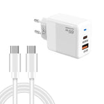شاحن PD41 GaN PD 45 واط + USB مع كابل بيانات Type-C إلى Type-C، قابس الاتحاد الأوروبي، قابس الاتحاد الأوروبي