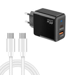 شاحن PD41 GaN PD 45 واط + USB مع كابل بيانات Type-C إلى Type-C، قابس الاتحاد الأوروبي، قابس الاتحاد الأوروبي