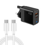 شاحن PD41 GaN PD 45 واط + USB مع كابل بيانات Type-C إلى Type-C، قابس المملكة المتحدة، قابس الولايات المتحدة