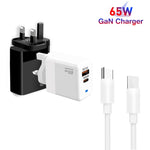 شاحن PD41 GaN PD 45 واط + USB مع كابل بيانات Type-C إلى Type-C، قابس المملكة المتحدة، قابس الولايات المتحدة
