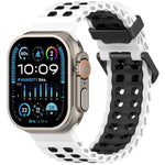 سوار ساعة سيليكون ثنائي اللون ذو صفين من الثقوب بتصميم المحيط، لساعات Apple Watch بمقاسات 46مم / 49مم / 45مم / 44مم