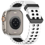 سوار ساعة سيليكون ثنائي اللون ذو صفين من الثقوب بتصميم المحيط، لساعات Apple Watch بمقاسات 46مم / 49مم / 45مم / 44مم