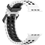 سوار ساعة سيليكون ثنائي اللون ذو صفين من الثقوب بتصميم المحيط، لساعات Apple Watch بمقاسات 46مم / 49مم / 45مم / 44مم