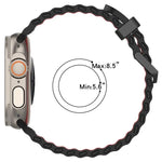 سوار ساعة سيليكون ثنائي اللون ذو صفين من الثقوب بتصميم المحيط، لساعات Apple Watch بمقاسات 46مم / 49مم / 45مم / 44مم