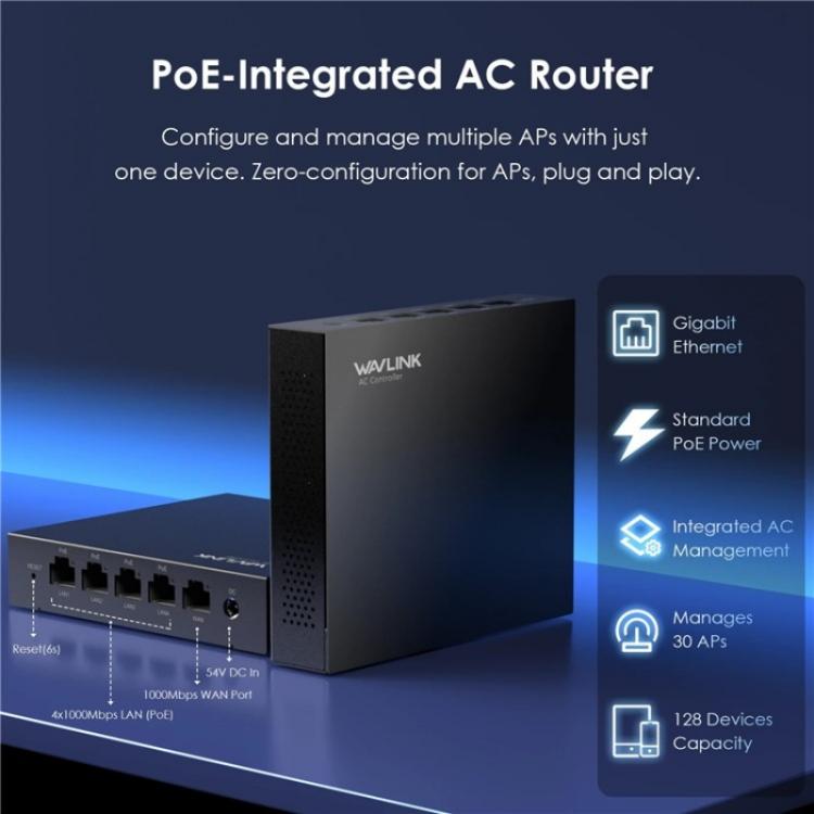 WAVLINK WN701AE IEEE 802.3AF / AT Auto-Discovery Centralized AP Management Poe Switch, US Plug, UK Plug, EU Plug, AU Plug