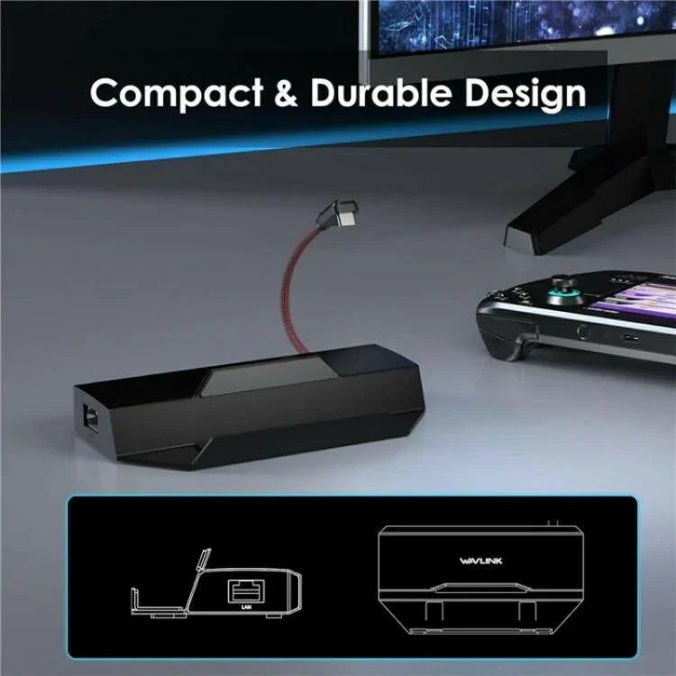 محول محطة إرساء WAVLINK UHP3426 لجهاز Steam Deck مع منفذ RJ45 جيجابت و 100 واط PD، 6 في 1