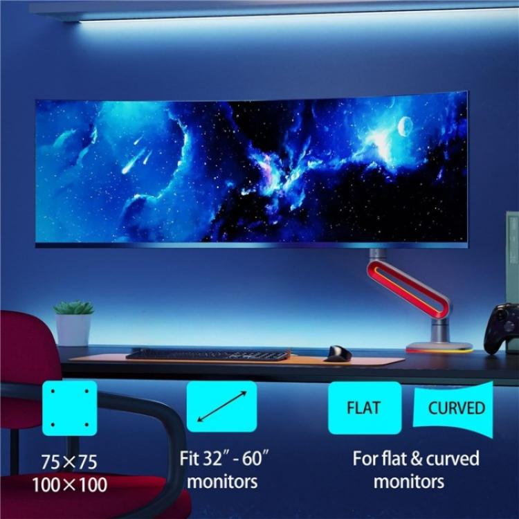 حامل ذراع شاشة ألعاب مكتبي مع إضاءة RGB 32-60 بوصة NORTH BAYOU L60، L60