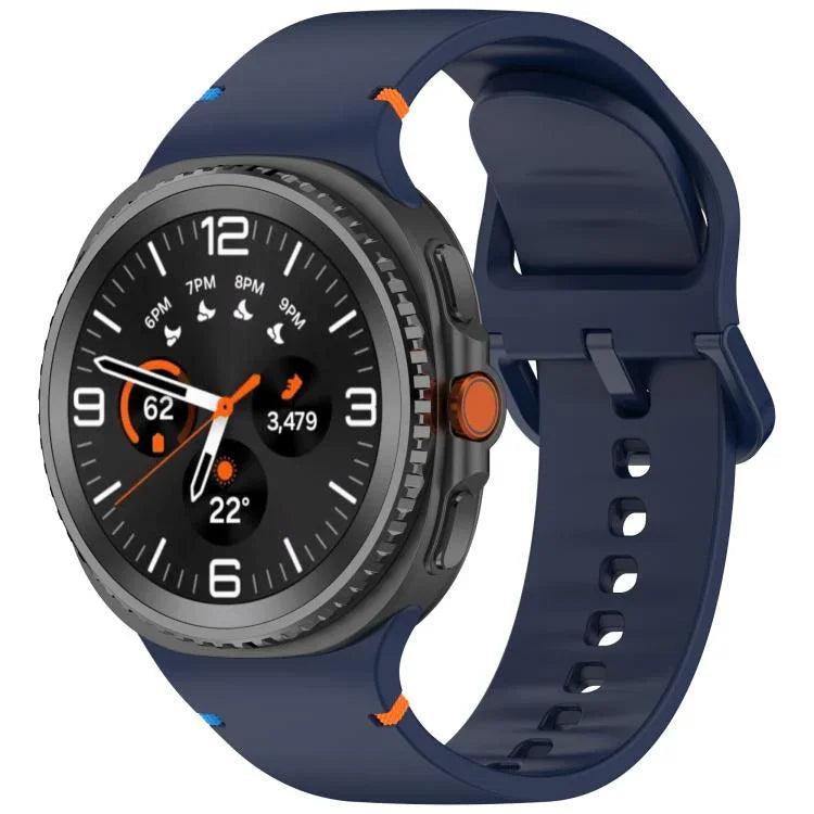 سوار ساعة سيليكون بلون صلب مخيط لساعات Samsung Galaxy Watch8 / Watch8 Classic، S، M