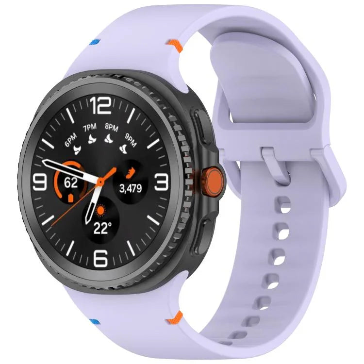 سوار ساعة سيليكون بلون صلب مخيط لساعات Samsung Galaxy Watch8 / Watch8 Classic، S، M