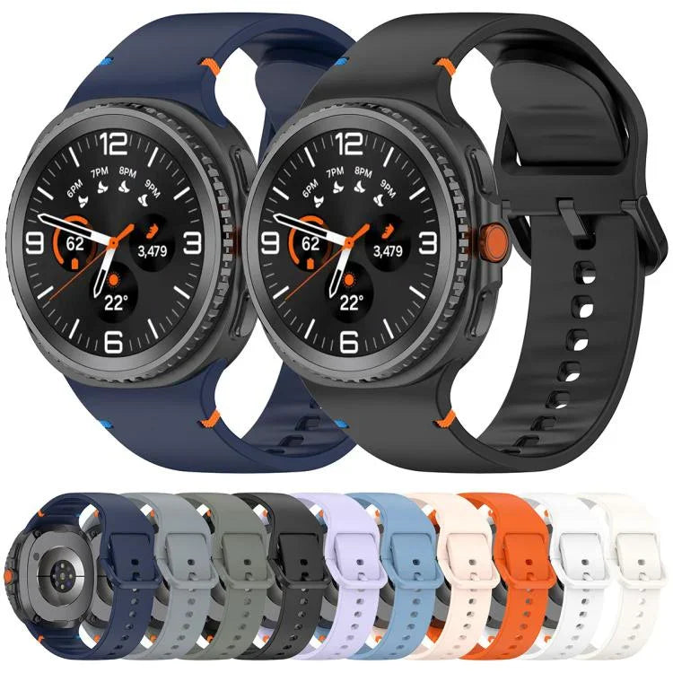 سوار ساعة سيليكون بلون صلب مخيط لساعات Samsung Galaxy Watch8 / Watch8 Classic، S، M