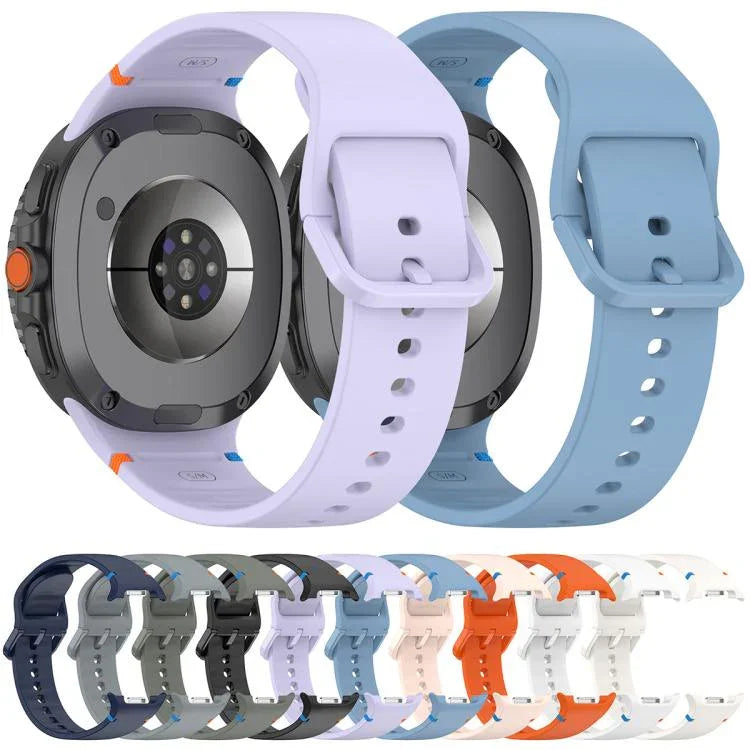 سوار ساعة سيليكون بلون صلب مخيط لساعات Samsung Galaxy Watch8 / Watch8 Classic، S، M