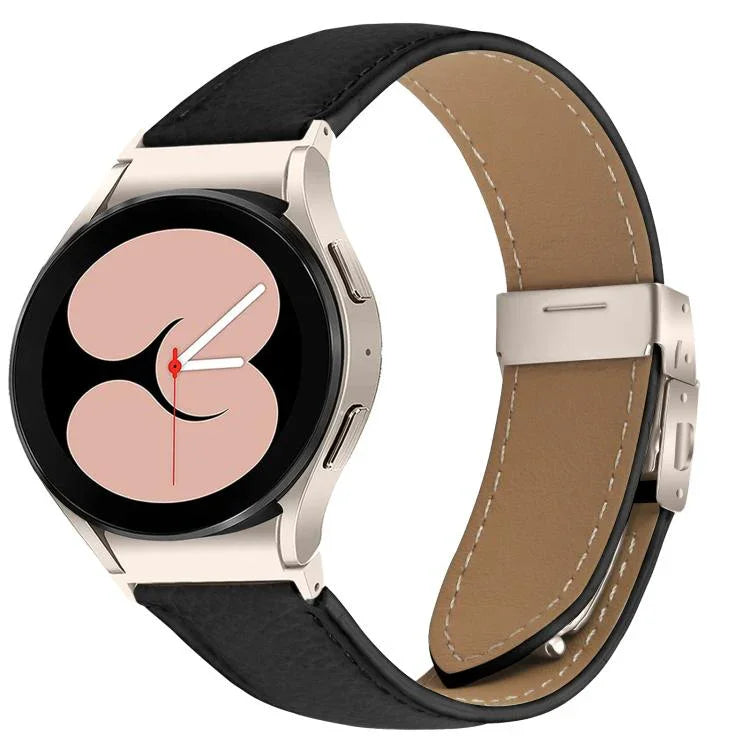 Quick Release Lychee Texture Starlight Turtle Back Buckle Leather Watch Band, For Samsung Galaxy Watch 7 40 / 44mm