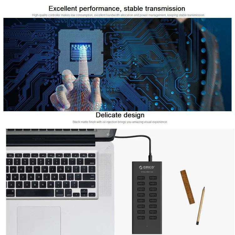 ORICO H1613-U2 موزع USB2.0 بستة عشر منفذ، H1613-U2