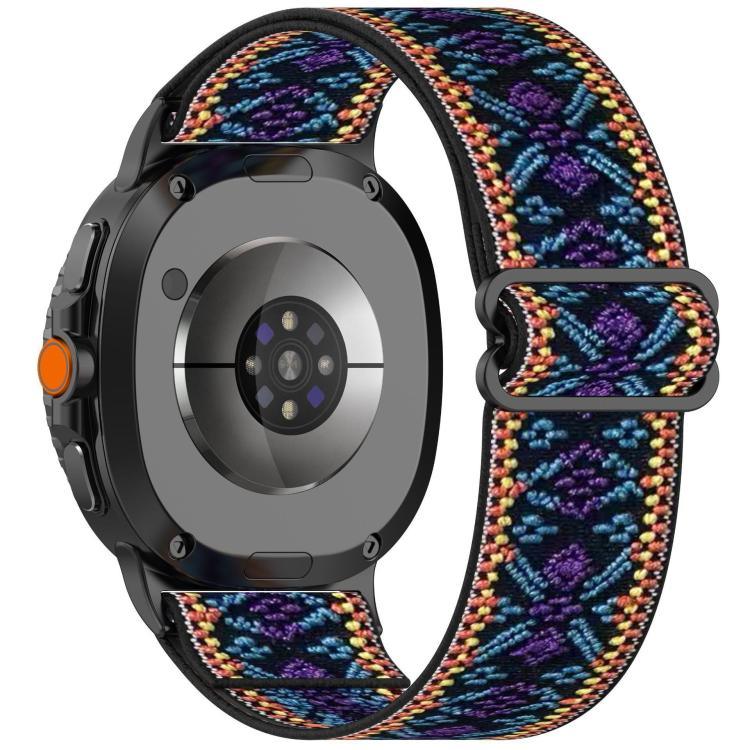 سوار ساعة من النايلون المطاطي المضفر بأسلوب عرقي، لساعات Samsung Galaxy Watch8 / Watch8 Classic