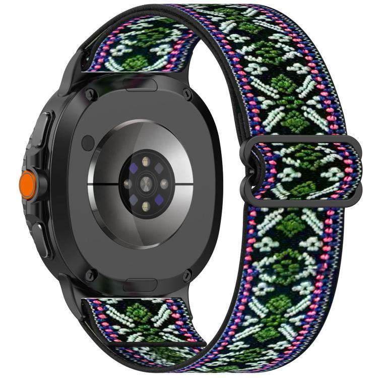 سوار ساعة من النايلون المطاطي المضفر بأسلوب عرقي، لساعات Samsung Galaxy Watch8 / Watch8 Classic