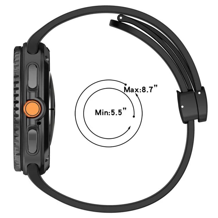 سوار ساعة سيليكون مع إبزيم مغناطيسي قابل للطي، لساعات Samsung Galaxy Watch8 / Watch8 Classic