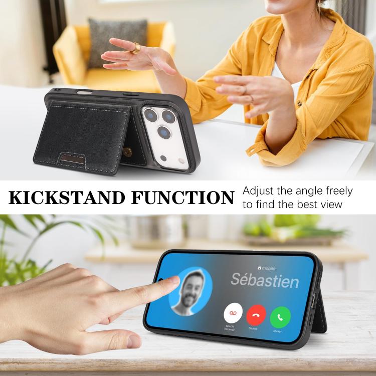 غطاء هاتف جلدي Kalebol MagSafe مع حقيبة بطاقتين قابلة للطي بقوة مغناطيسية، لهواتف iPhone 17 Pro Max، iPhone 17 Pro، iPhone 17، iPhone Air