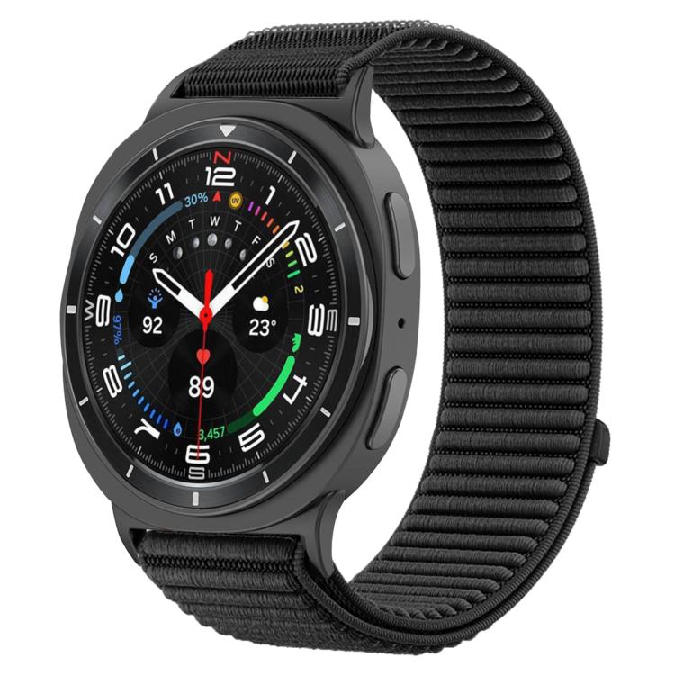 سوار ساعة من النايلون المنسوج مع واجهة معدنية وخطاف وحلقة، لساعات Samsung Galaxy Watch8 / Watch8 Classic