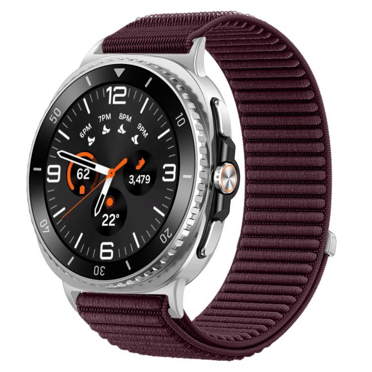 سوار ساعة من النايلون المنسوج مع واجهة معدنية وخطاف وحلقة، لساعات Samsung Galaxy Watch8 / Watch8 Classic