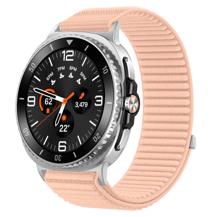 سوار ساعة من النايلون المنسوج مع واجهة معدنية وخطاف وحلقة، لساعات Samsung Galaxy Watch8 / Watch8 Classic