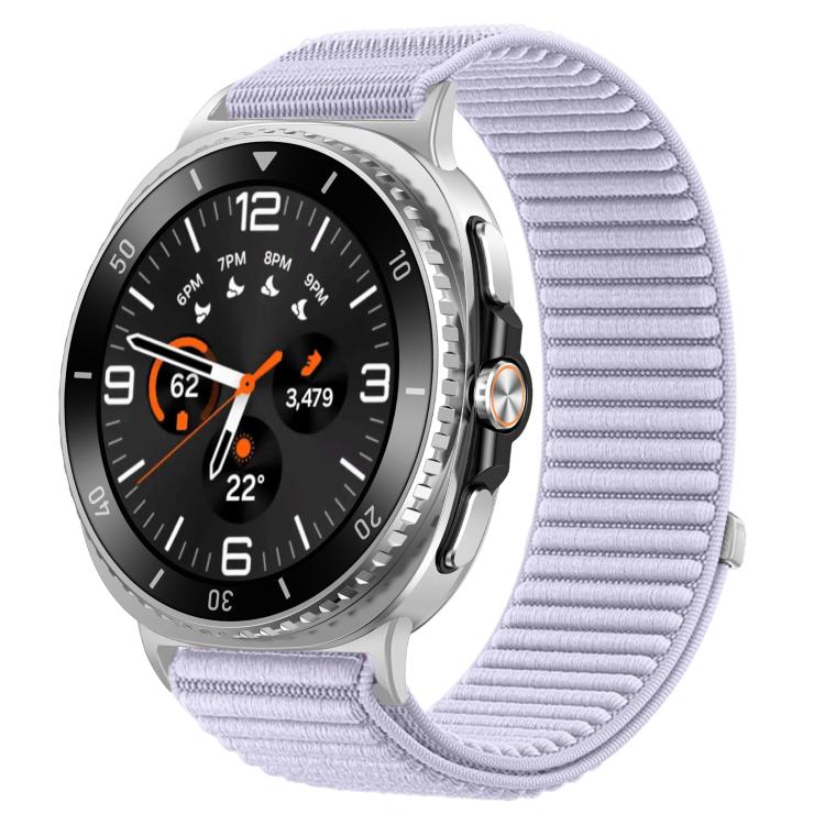 سوار ساعة من النايلون المنسوج مع واجهة معدنية وخطاف وحلقة، لساعات Samsung Galaxy Watch8 / Watch8 Classic
