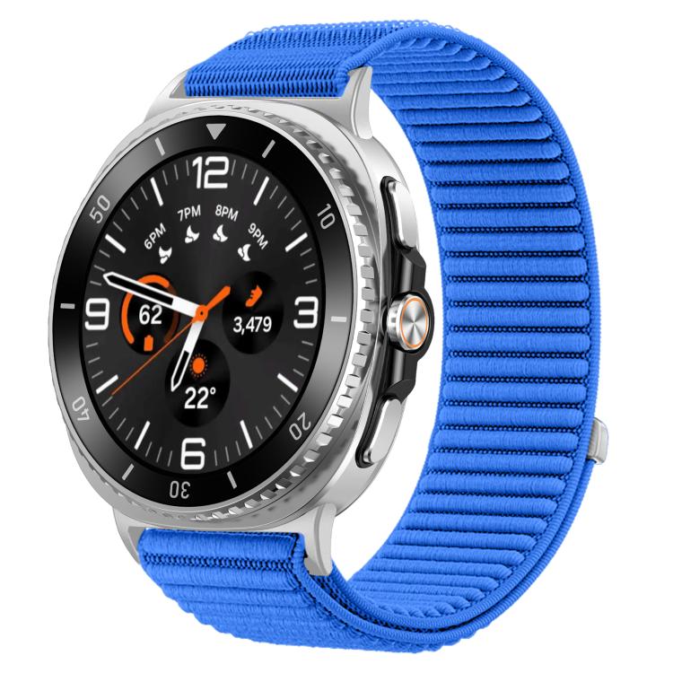 سوار ساعة من النايلون المنسوج مع واجهة معدنية وخطاف وحلقة، لساعات Samsung Galaxy Watch8 / Watch8 Classic