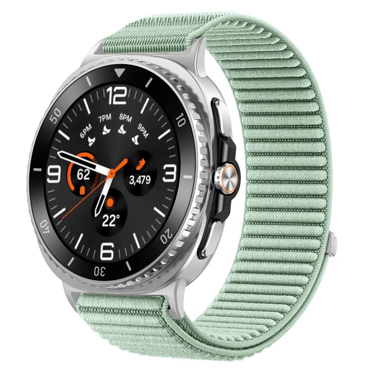سوار ساعة من النايلون المنسوج مع واجهة معدنية وخطاف وحلقة، لساعات Samsung Galaxy Watch8 / Watch8 Classic