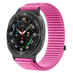 سوار ساعة من النايلون المنسوج مع واجهة معدنية وخطاف وحلقة، لساعات Samsung Galaxy Watch8 / Watch8 Classic