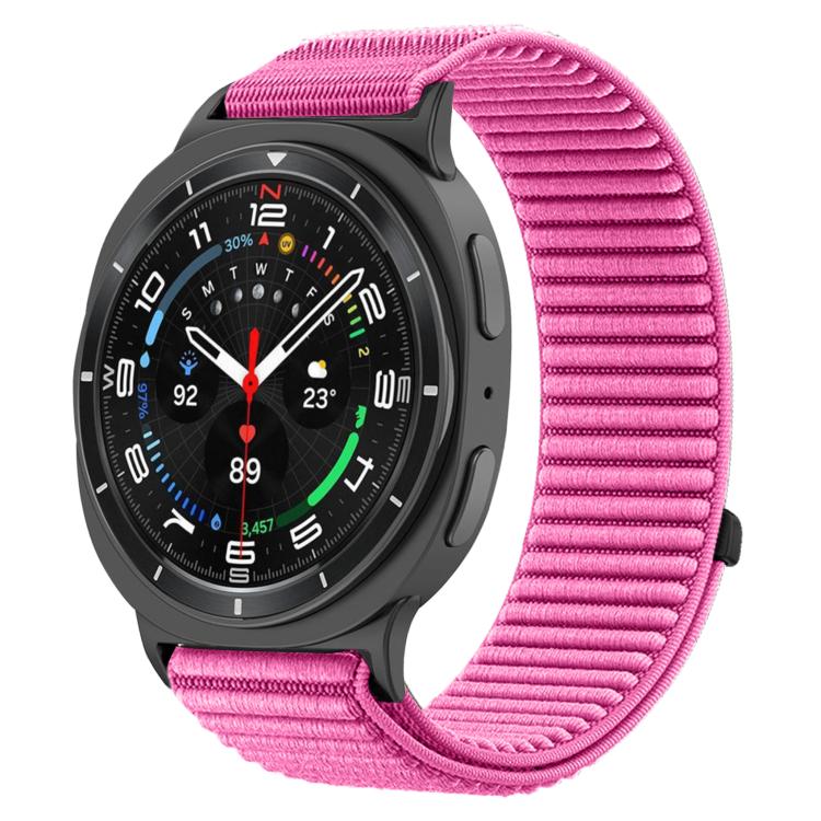 سوار ساعة من النايلون المنسوج مع واجهة معدنية وخطاف وحلقة، لساعات Samsung Galaxy Watch8 / Watch8 Classic